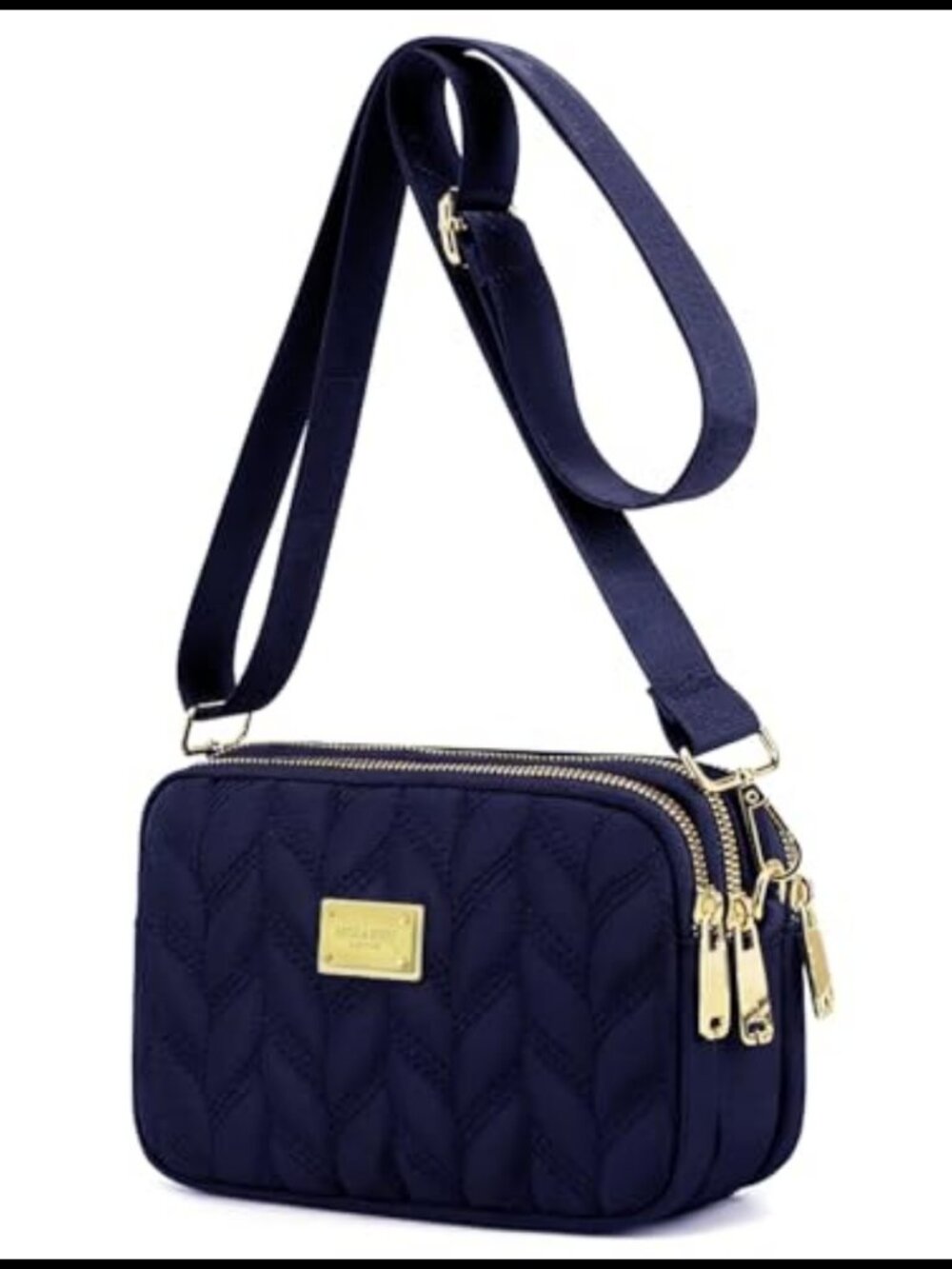 WITERY Nylon Quilted Crossbody Bag Adjustable Strap Small Purse